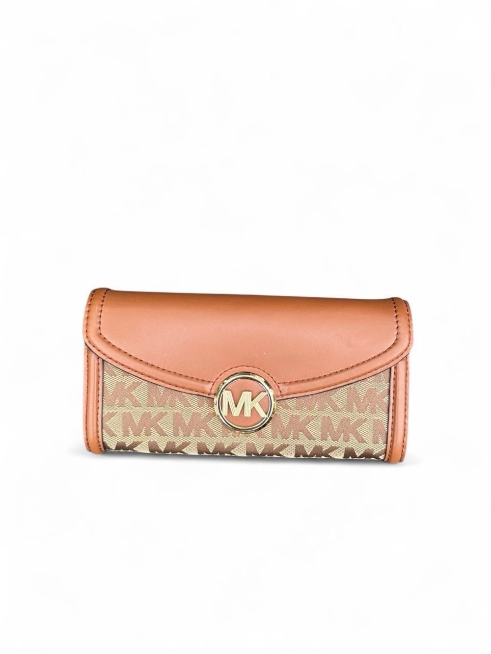 Michael Kors Tan and Signature MK Logo Continental Wallet